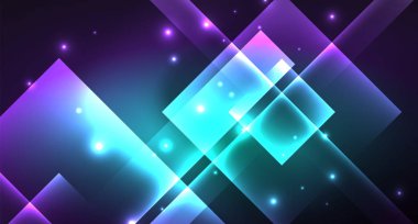 Siyah, modern şablon neon parlak renk kareler