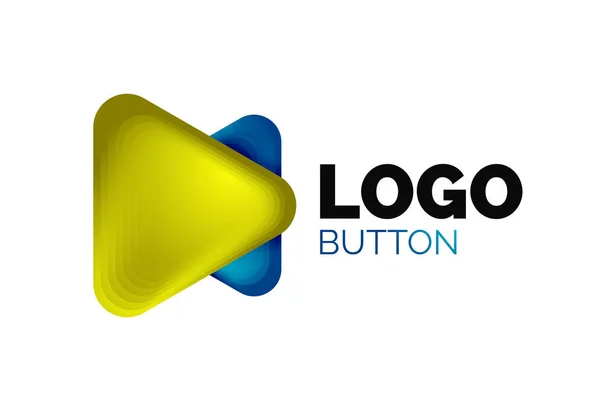 Juega, flecha o descargar icono de botón, diseño mínimo de la plantilla de logotipo de negocios. 3d geométrico negrita en estilo de relieve con efecto de pasos de mezcla de color. Ilustración vectorial para fondo de pantalla, Banner, Fondo, Tarjeta — Archivo Imágenes Vectoriales