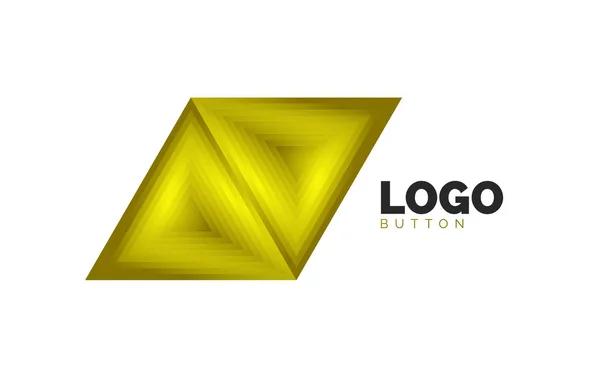 Modello di logo geometrico icona triangolo. Design geometrico minimale, simbolo geometrico in grassetto 3d in stile rilievo con effetto passi di fusione del colore. Illustrazione vettoriale per pulsante, banner, sfondo — Vettoriale Stock