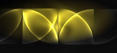 Neon parlayan techno hatları, Hi-Tech futuristik soyut arka plan. Koyu uzayda soyut şekiller ile şablon