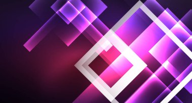 Siyah, modern şablon neon parlak renk kareler