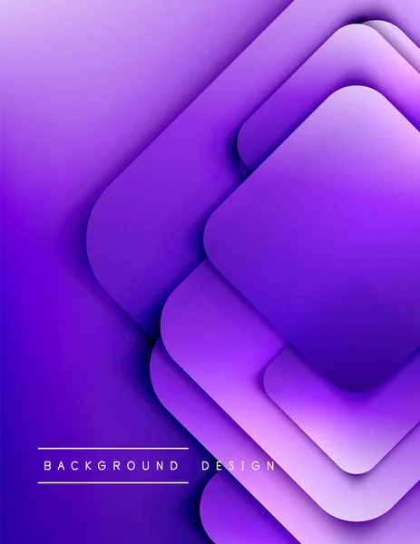 Rounded squares shapes composition geometric abstract background. 3D shadow effects and fluid gradients. Modern overlapping forms. — Stock Vector