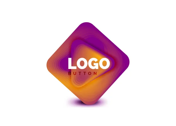 Juega, flecha o descargar icono de botón, diseño mínimo de la plantilla de logotipo de negocios. 3d geométrico negrita en estilo de relieve con efecto de pasos de mezcla de color. Ilustración vectorial para fondo de pantalla, Banner, Fondo, Tarjeta — Vector de stock