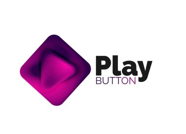 Oynat, ok ya da indir düğmesi simgesi, minimal tasarım iş logosu şablonu. 3d geometrik kalın ve renk karışımı basamakları olan kabartma stili. Duvar kağıdı, bayrak, arkaplan, kart için vektör illüstrasyonu