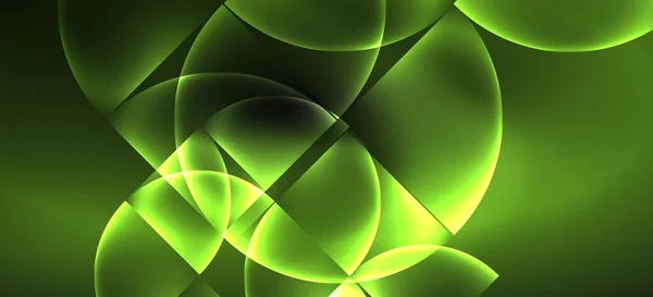 Neon gloeiende techno lijnen, Hi-Tech futuristische abstracte achtergrond. Sjabloon met abstracte vormen in donkere ruimte — Stockvector