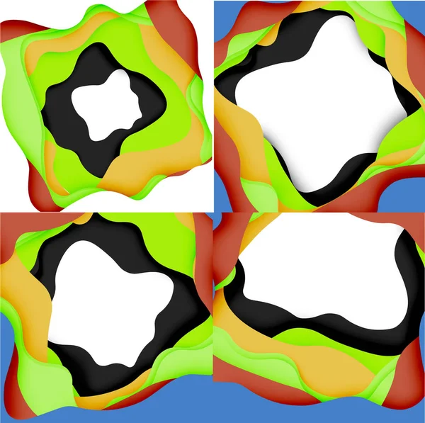 Abstrakte geometrische Muster. 3D-Papierschichten schneiden bunten Wellenhintergrund aus. Origami schneidet abstrakte Wellen für Webhintergrund aus — Stockvektor