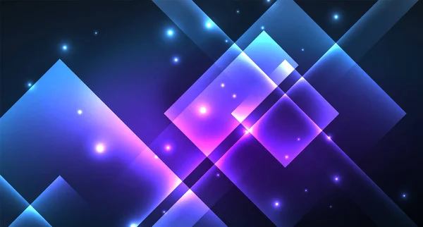 霓虹灯发光科技方形矩形线条，蓝色高科技未来派抽象背景 — 图库矢量图片