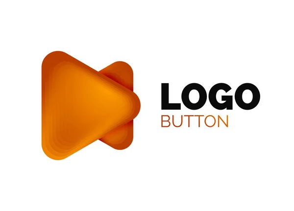 Juega, flecha o descargar icono de botón, diseño mínimo de la plantilla de logotipo de negocios. 3d geométrico negrita en estilo de relieve con efecto de pasos de mezcla de color. Ilustración vectorial para fondo de pantalla, Banner, Fondo, Tarjeta — Archivo Imágenes Vectoriales