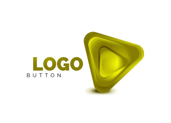 Juega, flecha o descargar icono de botón, diseño mínimo de la plantilla de logotipo de negocios. 3d geométrico negrita en estilo de relieve con efecto de pasos de mezcla de color. Ilustración vectorial para fondo de pantalla, Banner, Fondo, Tarjeta — Archivo Imágenes Vectoriales