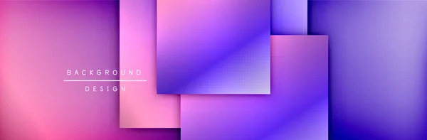 Kwadratowe kształty kompozycja geometryczne abstrakcyjne tło. Efekty cienia 3D i gradienty płynów. Nowoczesne formy nakładania się — Wektor stockowy