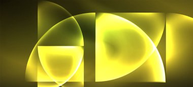 Techno parlayan cam geometrik şekiller vektör arka plan, Neon ışık efektleri ve basit formları ile futuristik karanlık şablon
