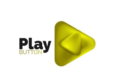 Oynat, ok ya da indir düğmesi simgesi, minimal tasarım iş logosu şablonu. 3d geometrik kalın ve renk karışımı basamakları olan kabartma stili. Duvar kağıdı, bayrak, arkaplan, kart için vektör illüstrasyonu