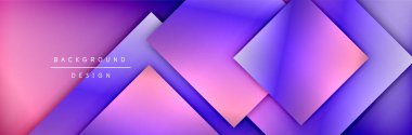 Kare şekiller geometrik soyut arkaplan. Üç boyutlu gölge efektleri ve sıvı eğimleri. Modern çakışma biçimleri