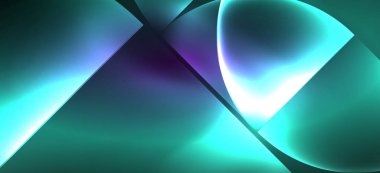 Neon parlayan techno hatları, Hi-Tech futuristik soyut arka plan. Koyu uzayda soyut şekiller ile şablon