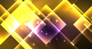 Siyah, modern şablon neon parlak renk kareler