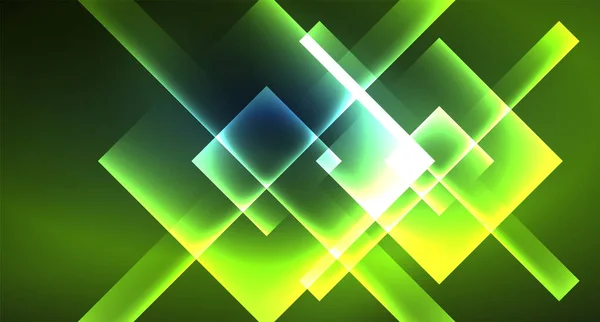 Neon, planoucí techno-čtvercové čáry, Blue Hi-Tech futuristické abstraktní pozadí — Stockový vektor