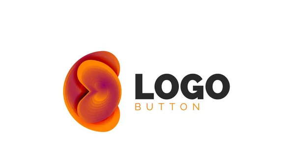Abstrakte runde Form Logo-Vorlage. minimales geometrisches Design, 3D-geometrisches fettes Symbol im Reliefstil mit Effekt der Farbmischung. Vektorillustration — Stockvektor