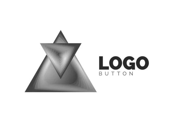 Triangle icon geometric logo template. Minimal geometrical design, 3d geometric bold symbol in relief style with color blend steps effect. Vector Illustration For Button, Banner, Background — Stock Vector