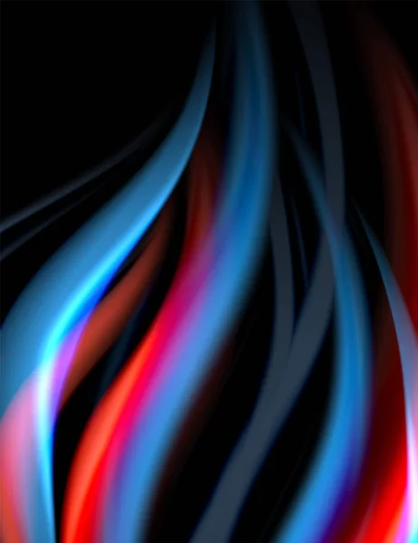 Lignes lisses en soie sur des ondes de couleur liquide et noire. Illustration vectorielle — Image vectorielle