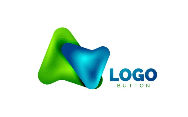 Pfeil-Logo-Vorlage. oder spielen oder herunterladen Button Logotyp Vorlage. minimales geometrisches Design, 3D-geometrisches fettes Symbol im Reliefstil mit Effekt der Farbmischung. Vektorillustration — Stockvektor