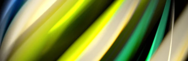 Diseño de póster de onda de flujo suave y seda. Ondas de color, líneas de estilo líquido y formas en fondo de color negro — Archivo Imágenes Vectoriales