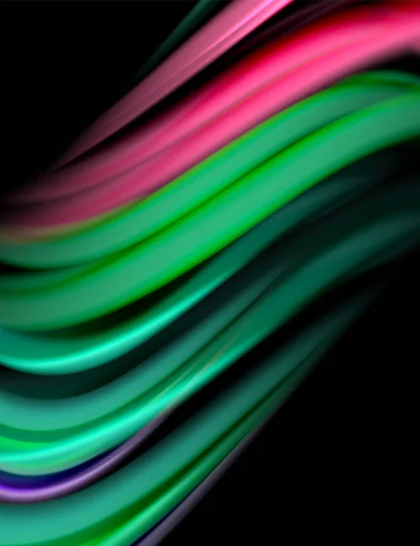 Lignes lisses en soie sur des ondes de couleur liquide et noire. Illustration vectorielle — Image vectorielle