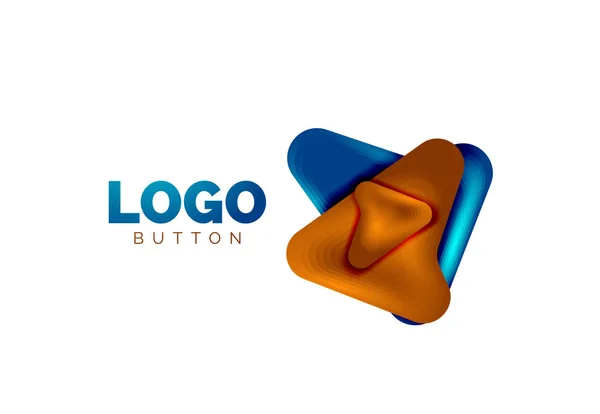 Pfeil-Logo-Vorlage. oder spielen oder herunterladen Button Logotyp Vorlage. minimales geometrisches Design, 3D-geometrisches fettes Symbol im Reliefstil mit Effekt der Farbmischung. Vektorillustration — Stockvektor