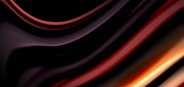 Abstracte zijde gladde lijnen op zwart, veelkleurige vloeibare regenboog stijl golven op zwart — Stockvector