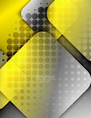 Yuvarlak kareler geometrik soyut arkaplan bileşimini şekillendirir. Üç boyutlu gölge efektleri ve sıvı eğimleri. Modern çakışma biçimleri.