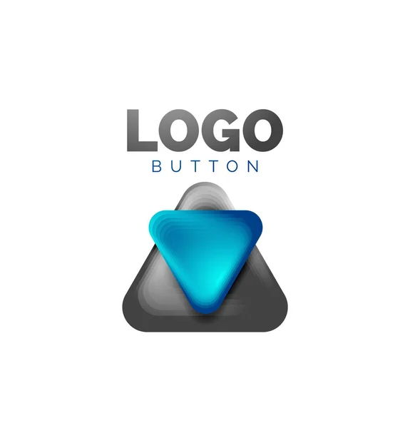 Lejátszás, nyíl vagy letöltés gomb ikon, minimális tervezési üzleti logó sablon. 3D-s geometrikus félkövér domborműves stílus színes keverék lépések hatása. Vektor illusztráció Tapéta, Banner, Háttér, Kártya — Stock Vector