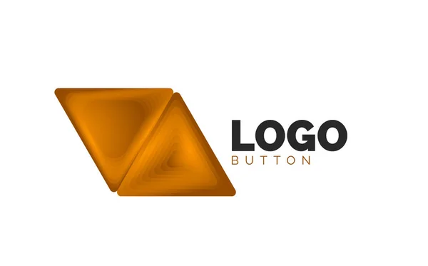 Modello di logo geometrico icona triangolo. Design geometrico minimale, simbolo geometrico in grassetto 3d in stile rilievo con effetto passi di fusione del colore. Illustrazione vettoriale per pulsante, banner, sfondo — Vettoriale Stock