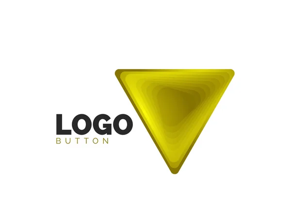 Szablon geometrycznego logo trójkąta. Minimalna geometryczna konstrukcja, pogrubiony symbol 3D w stylu reliefu z efektem mieszanki kolorów. Ilustracja wektorowa przycisku, sztandar, tło — Wektor stockowy