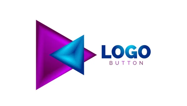 Üçgen ikon geometrik logo şablonu. Minimum geometrik tasarım, 3 boyutlu geometrik kalın sembol ve renk karışımı adımlar. Düğme, Sancak, Arkaplan için Vektör Resimleri — Stok Vektör