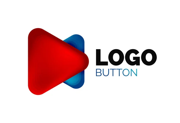 Juega, flecha o descargar icono de botón, diseño mínimo de la plantilla de logotipo de negocios. 3d geométrico negrita en estilo de relieve con efecto de pasos de mezcla de color. Ilustración vectorial para fondo de pantalla, Banner, Fondo, Tarjeta — Vector de stock