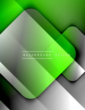 Yuvarlak kareler geometrik soyut arkaplan bileşimini şekillendirir. Üç boyutlu gölge efektleri ve sıvı eğimleri. Modern çakışma biçimleri.