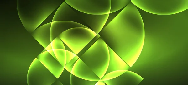 Techno vetro incandescente forme geometriche sfondo vettoriale, futuristico modello scuro con effetti di luce al neon e forme semplici — Vettoriale Stock