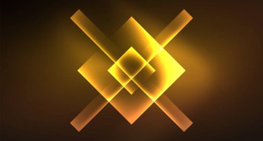 Parlak neon tasarım kare şekil soyut arka plan. Retro vektör soyut tasarım afiş şablonu