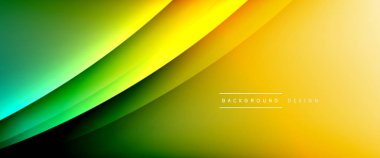 Gölgeli sıvı çizgiler ve eğimli arkaplanda ışık salla. Dinamik düz gölge çizgisi etkisi olan basit akışkan renk gradyanı soyut arkaplan