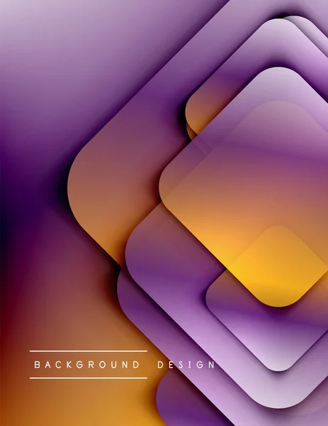 Rounded squares shapes composition geometric abstract background. 3D shadow effects and fluid gradients. Modern overlapping forms. — Stock Vector