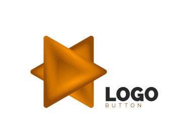 Üçgen ikon geometrik logo şablonu. Minimum geometrik tasarım, 3 boyutlu geometrik kalın sembol ve renk karışımı adımlar. Düğme, Sancak, Arkaplan için Vektör Resimleri