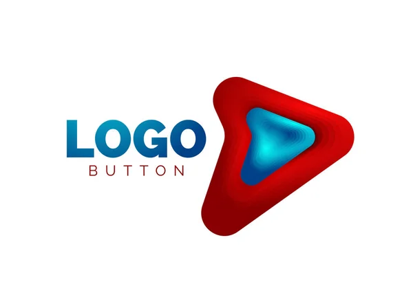 Pfeil-Logo-Vorlage. oder spielen oder herunterladen Button Logotyp Vorlage. minimales geometrisches Design, 3D-geometrisches fettes Symbol im Reliefstil mit Effekt der Farbmischung. Vektorillustration — Stockvektor