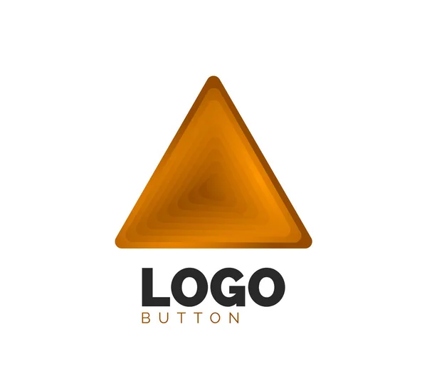 Modèle de logo géométrique icône triangle. Conception géométrique minimale, symbole gras géométrique 3d en style relief avec effet d'étapes de mélange de couleurs. Illustration vectorielle pour bouton, bannière, fond — Image vectorielle