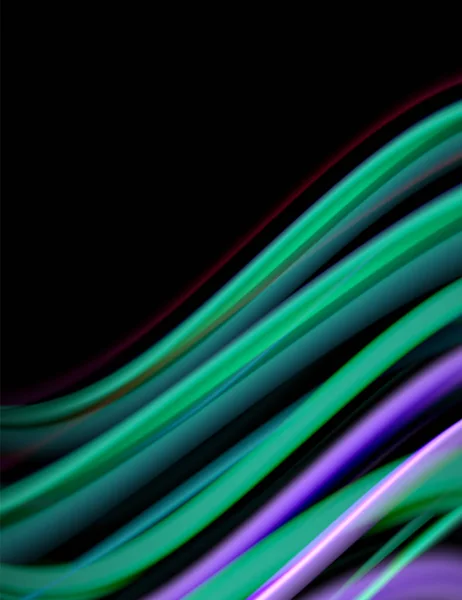 Silk smooth lines on black, liquid fluid color waves. Vector Illustration — Stock Vector