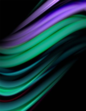 Siyah, sıvı sıvı renk dalgalarında ipeksi çizgiler. Vektör İllüstrasyonu