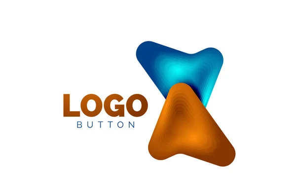 Pfeil-Logo-Vorlage. oder spielen oder herunterladen Button Logotyp Vorlage. minimales geometrisches Design, 3D-geometrisches fettes Symbol im Reliefstil mit Effekt der Farbmischung. Vektorillustration — Stockvektor