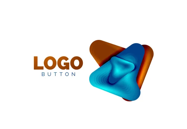 Plantilla de logotipo de flecha. O jugar o descargar plantilla de logotipo de botón. Diseño geométrico mínimo, símbolo en negrita geométrica 3d en estilo de relieve con efecto de pasos de mezcla de color. Ilustración vectorial — Vector de stock