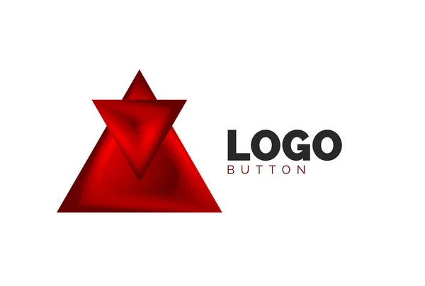 Modello di logo geometrico icona triangolo. Design geometrico minimale, simbolo geometrico in grassetto 3d in stile rilievo con effetto passi di fusione del colore. Illustrazione vettoriale per pulsante, banner, sfondo — Vettoriale Stock