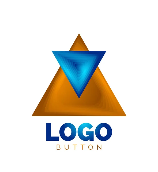 Modèle de logo géométrique icône triangle. Conception géométrique minimale, symbole gras géométrique 3d en style relief avec effet d'étapes de mélange de couleurs. Illustration vectorielle pour bouton, bannière, fond — Image vectorielle