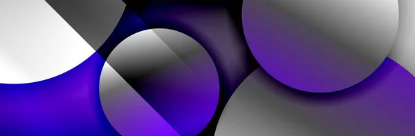 Динамичный модный геометрический абстрактный фон. Круги, круглые формы 3D эффекты тени и градиенты жидкости. Современные перекрывающиеся круглые формы — стоковый вектор