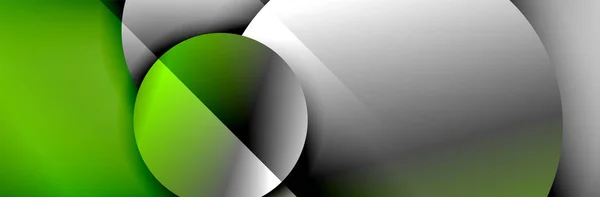 Fondo abstracto geométrico dinámico de moda. Círculos, formas redondas efectos de sombra 3d y gradientes fluidos. Formas redondas superpuestas modernas — Archivo Imágenes Vectoriales